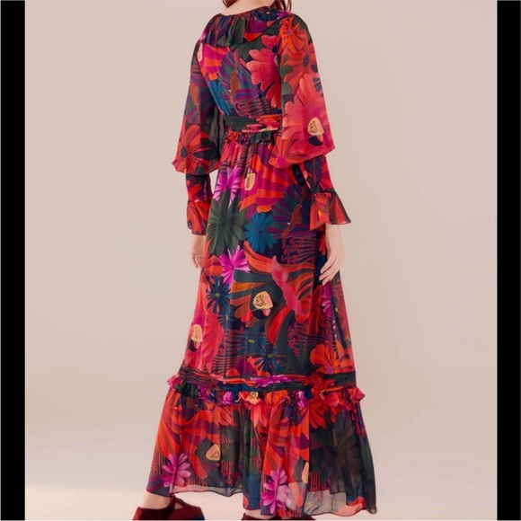 👗💕 Farm Rio Floral Maxi Dress  Size Small - Picture 3 of 11